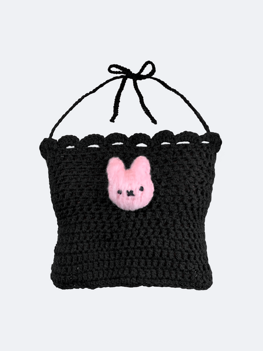 Black Bunny Crop Top