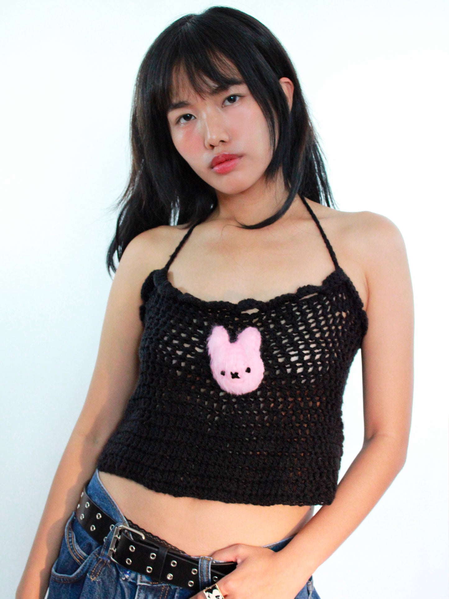 Black Bunny Crop Top