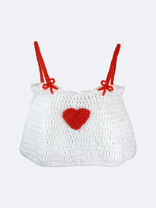 White Heart Crop Top